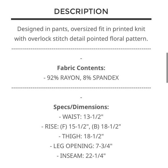 ๐ค288 โค๏ธPOL oversized floral pants - Picture 6 of 6